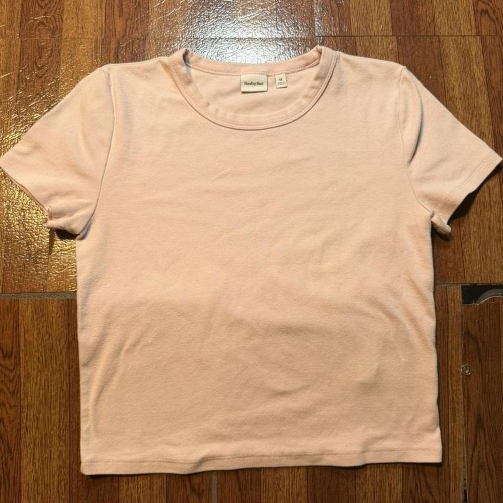 Aritzia Pink‎ Women's Sunday Best Boxy Crop Shirt Medium